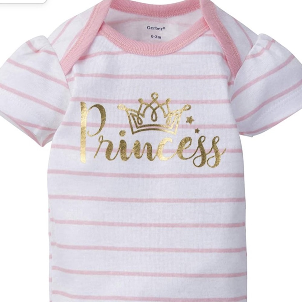 GERBER Baby Girls 5-Pack Variety Onesies Bodysuits Footie, Princess 3-6 months